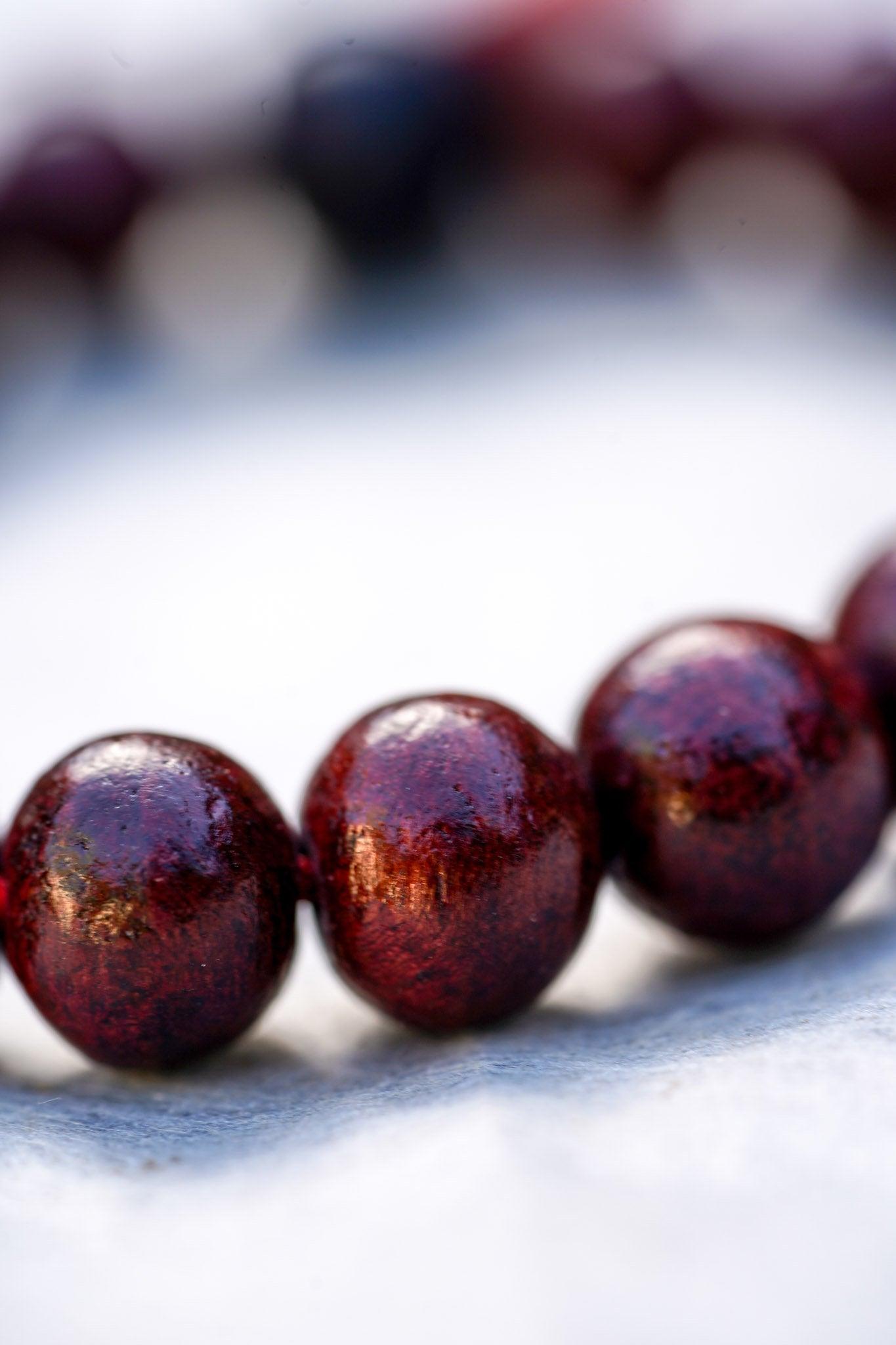 Rose Wood Bracelet - 6mm to 8 mm Adjustable Bead Bracelet for Men and Women