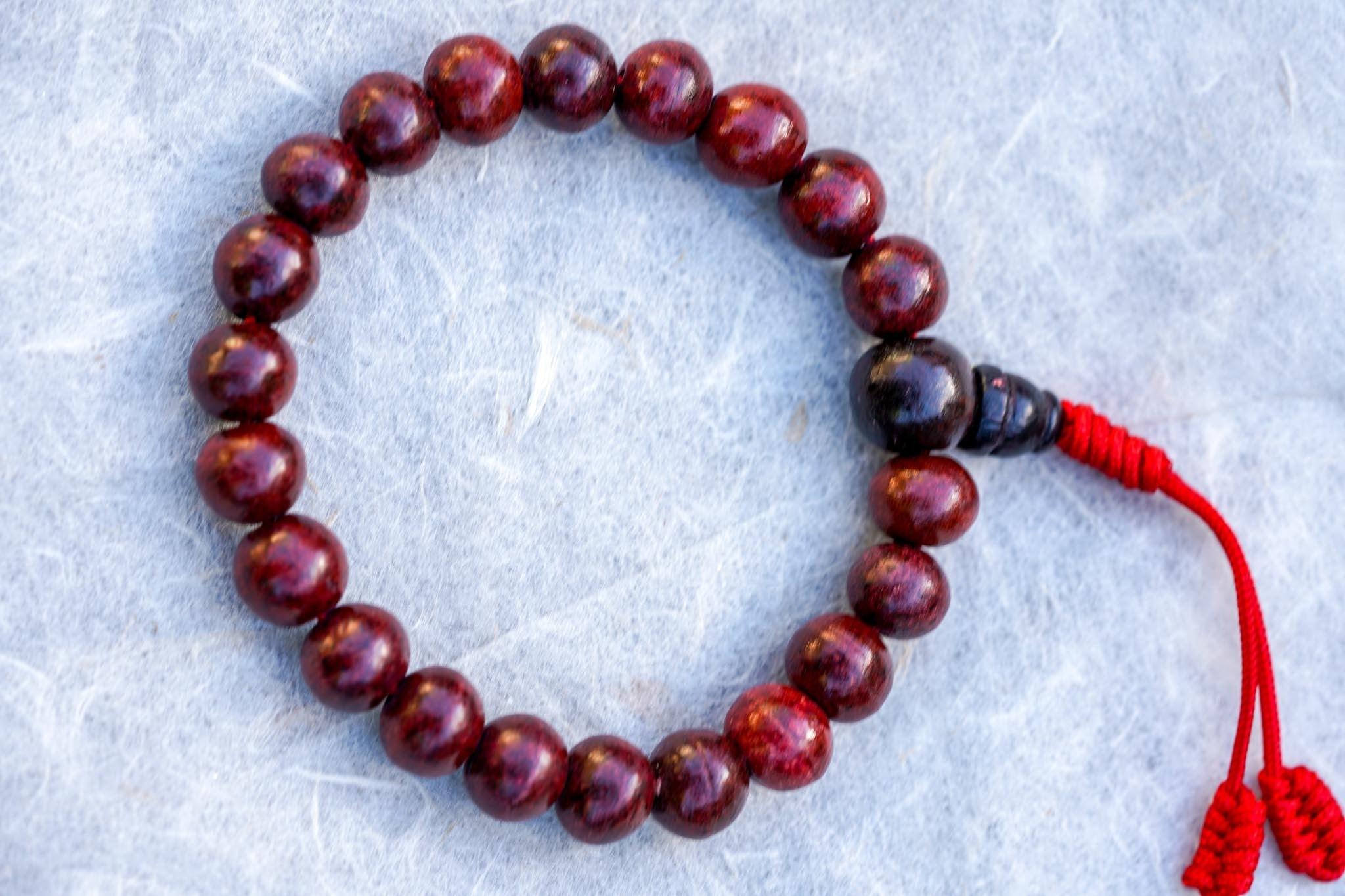 Rose Wood Bracelet - 6mm to 8 mm Adjustable Bead Bracelet for Men and Women