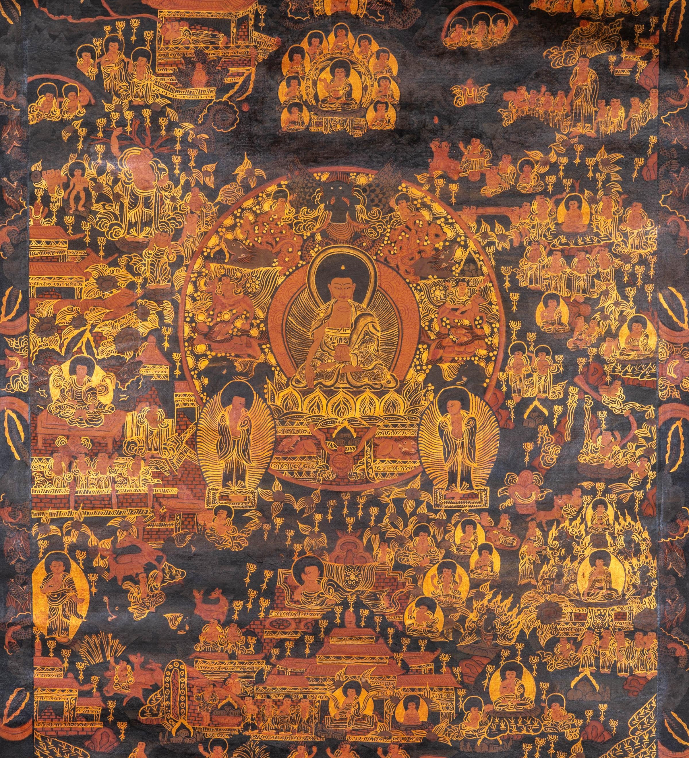 Life of Buddha Thangka Painting - Himalayas Shop