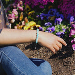 Blue Quartz Bracelet being worn