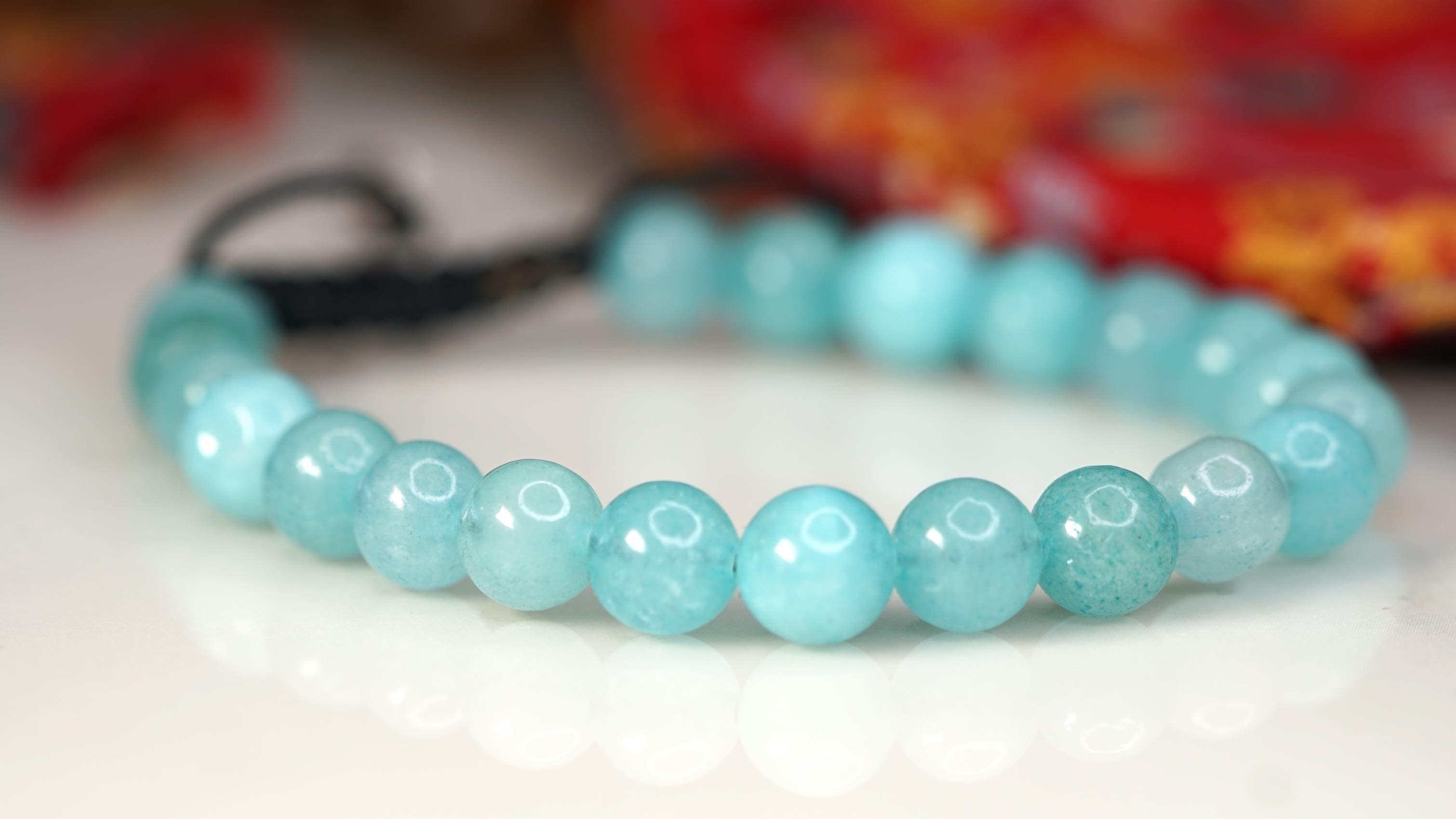 Blue Quartz Bead Wrist Bracelet