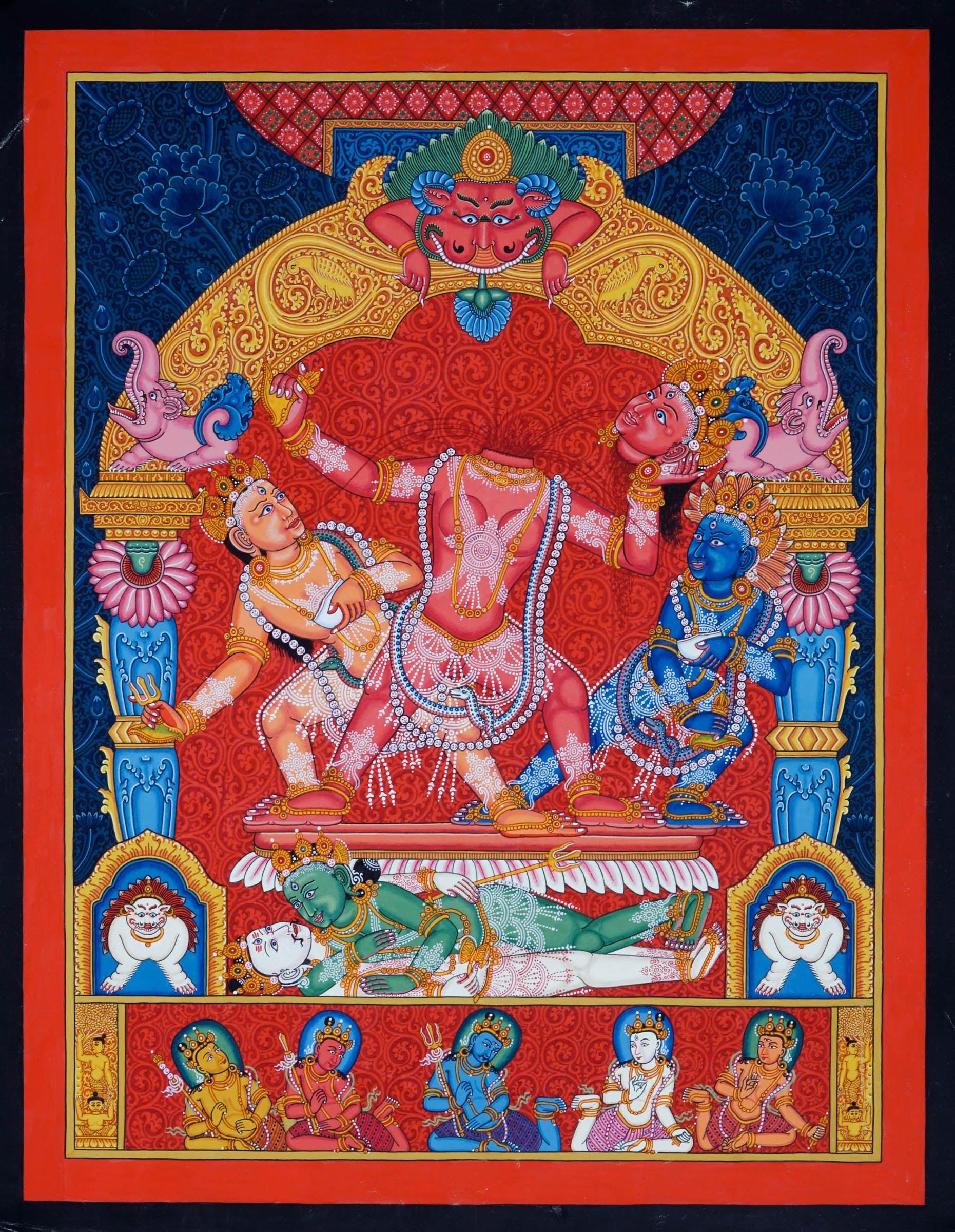Chinnamasta Thangka Painting - Best handpainted thangka painting - HimalayasShop