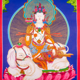 Japanese Thangka of Manjushri - God of wisdom on white Elephant