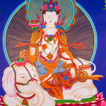 Japanese Thangka of Manjushri - God of wisdom on white Elephant