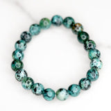 Chrysocolla Bracelets can be used with the Throat Chakra, where it helps with wise communication, or with the Heart Chakra to balance and strengthen, helping one to learn how to live from the truth of the Heart.