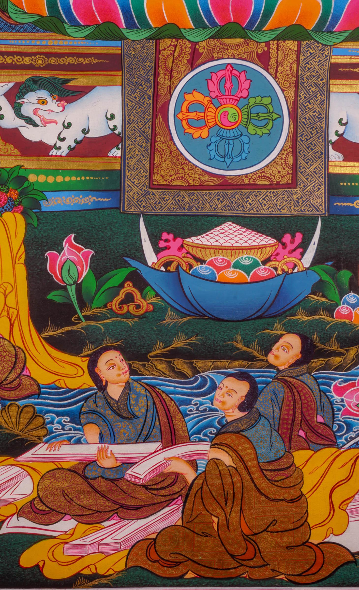 Chungapa Thangka painting on cotton canvas for wall hanging . This is a master piece art of Chungapa,