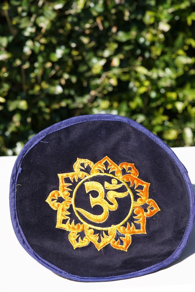 Singing bowl cushion hand embroidery in velvet