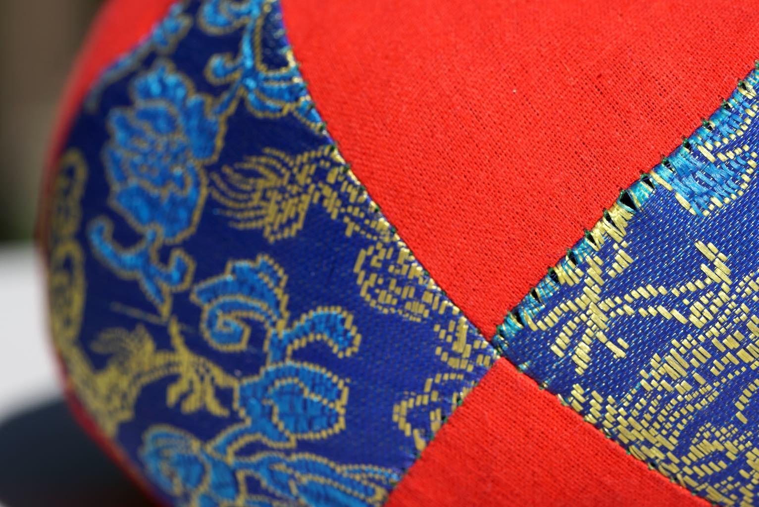 Singing bowl cushion hand embroidery in silk from Nepal