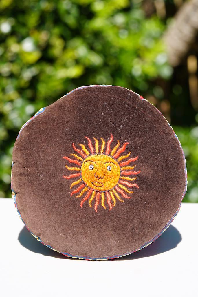 Singing bowl cushion hand embroidery in velvet