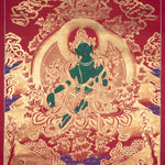 Beautiful Green Tara Tibetan Thangka Art with Pancha Buddha - Himalayas Shop