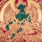Beautiful Green Tara Tibetan Thangka Art with Pancha Buddha - Himalayas Shop