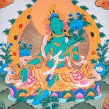 Beautiful Green Tara Tibetan Thangka Art - Himalayas Shop