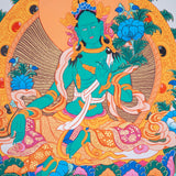 Beautiful Green Tara Tibetan Thangka Art - Himalayas Shop