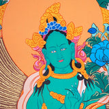 Beautiful Green Tara Tibetan Thangka Art - Himalayas Shop