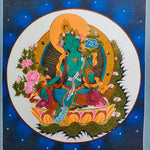 Cosmos Green Tara Thangka Painting