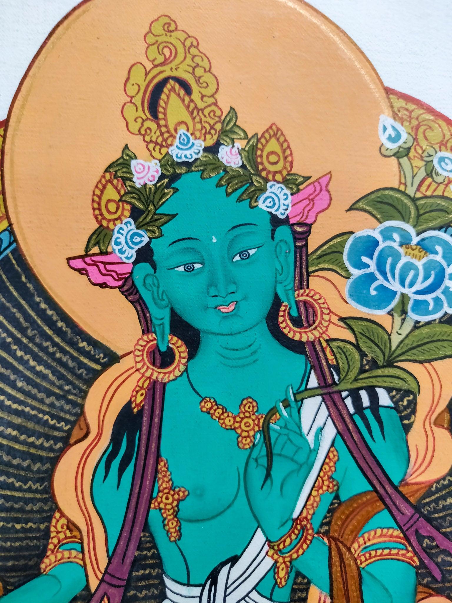 Cosmos Green Tara Thangka Painting
