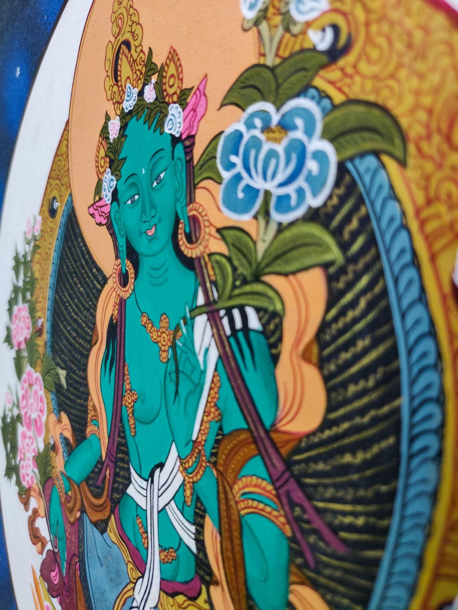 Cosmos Green Tara Thangka Painting