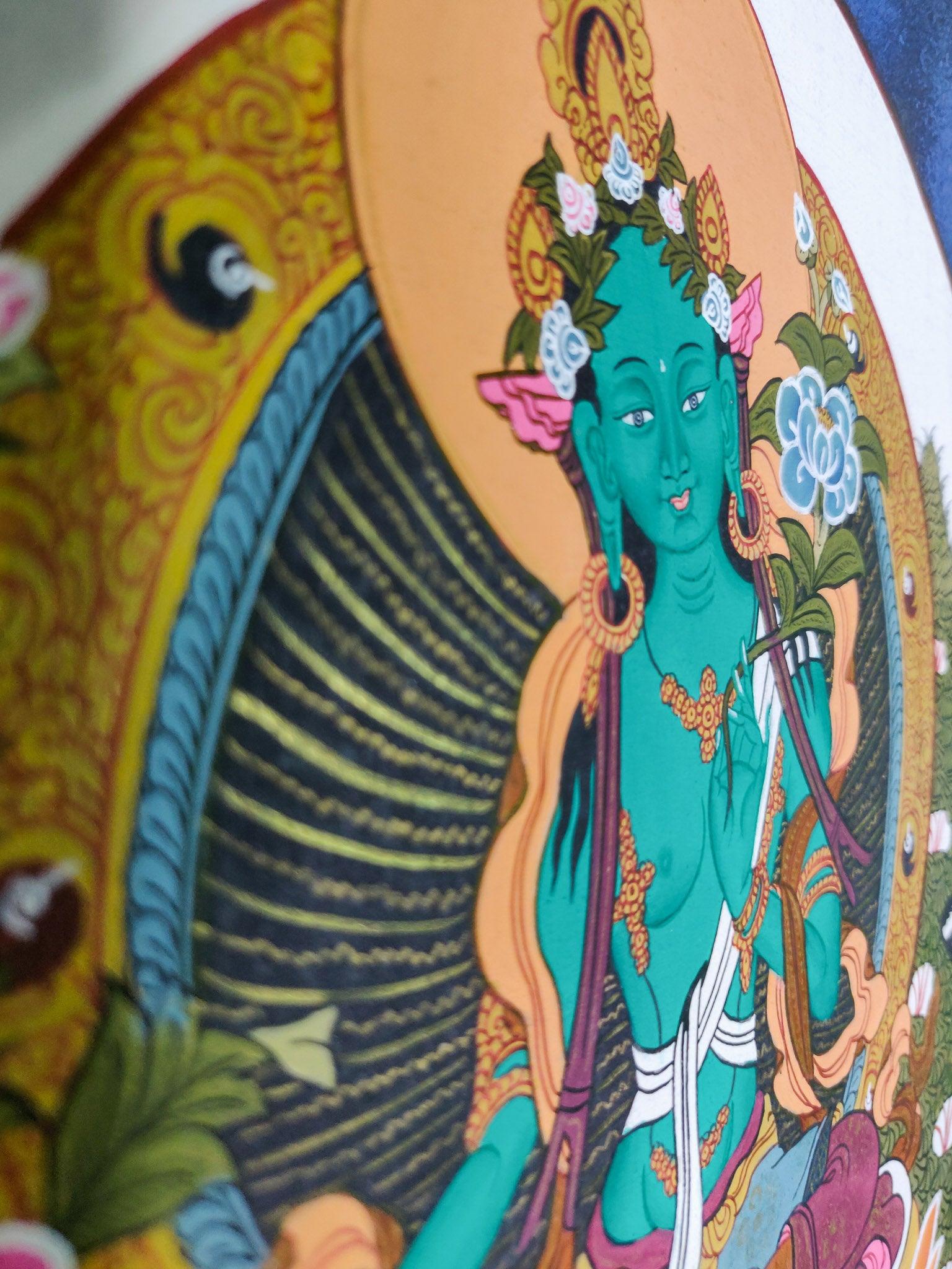 Cosmos Green Tara Thangka Painting