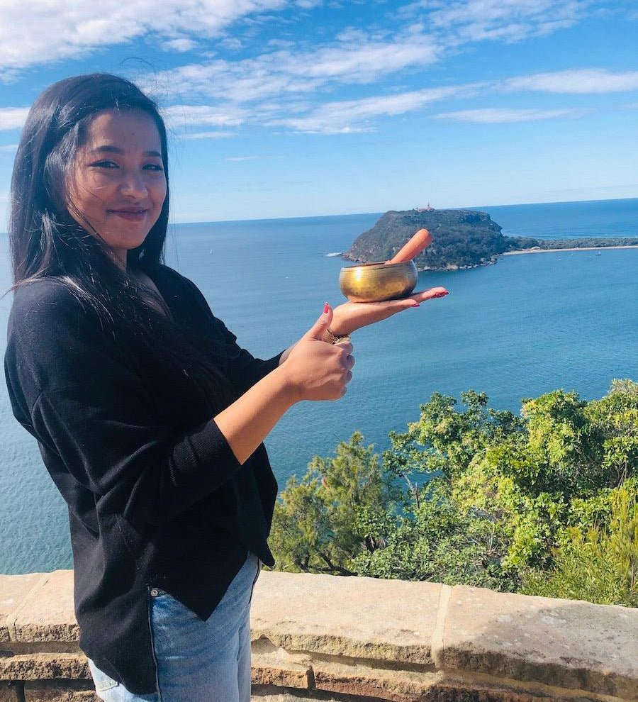 Hand made Singing Bowl for meditation and relaxation in nature