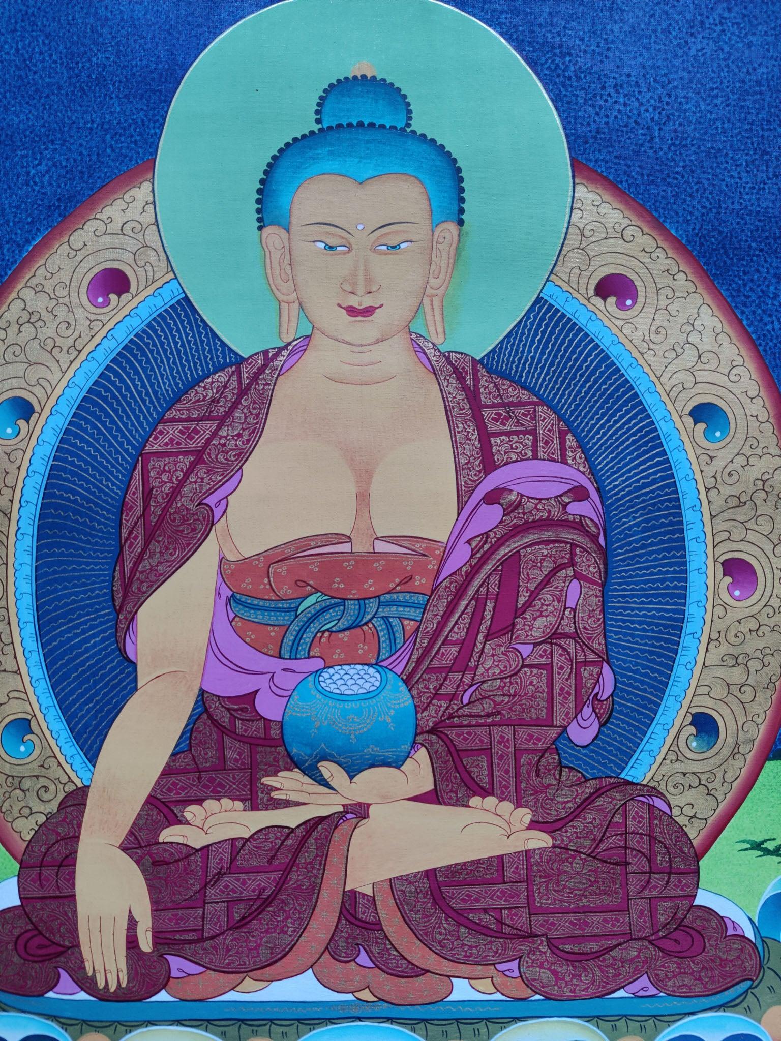 Buddha Thanka Painting on cotton canvas. A master Piece Tibetan Thangka art. Best Quality. Best Price
