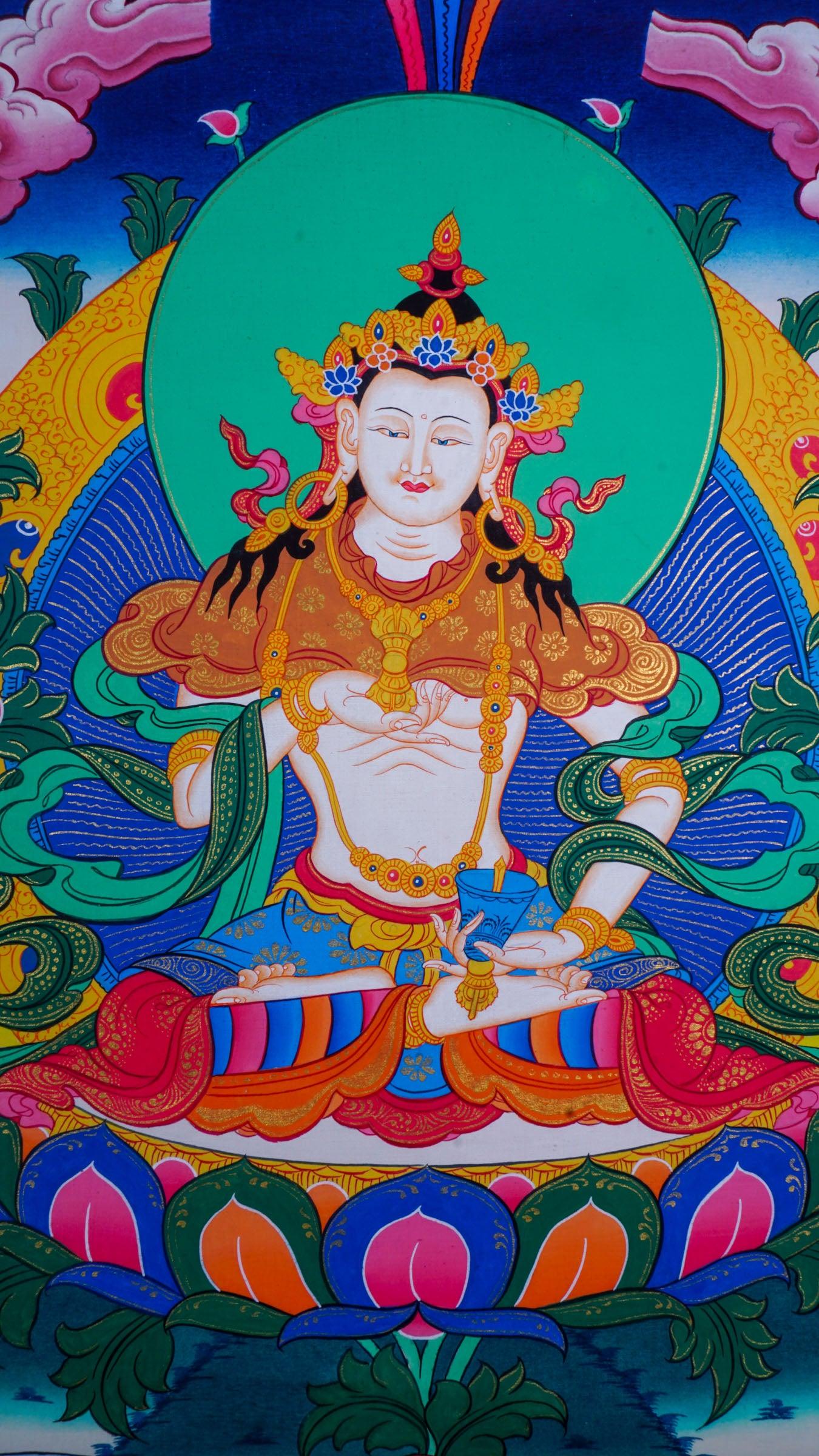 Vajrasattva tibetan thangka art for purification in tantric Buddhism