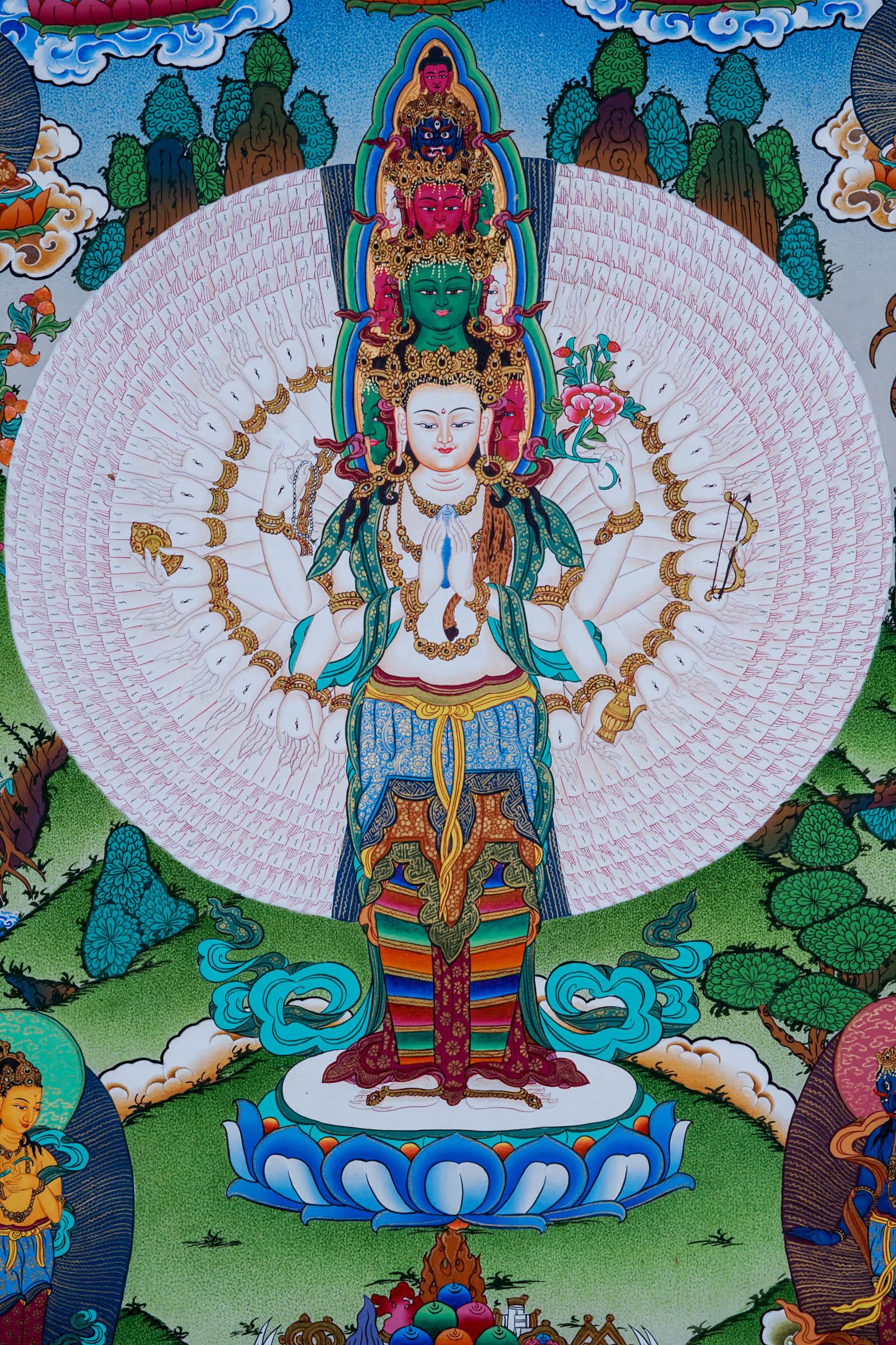 1000 Armed Avalokiteshvara Thangka Art - Himalayas Shop