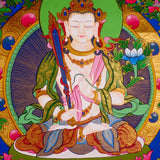 Japanese style thangka painting on canvas of Manjushri