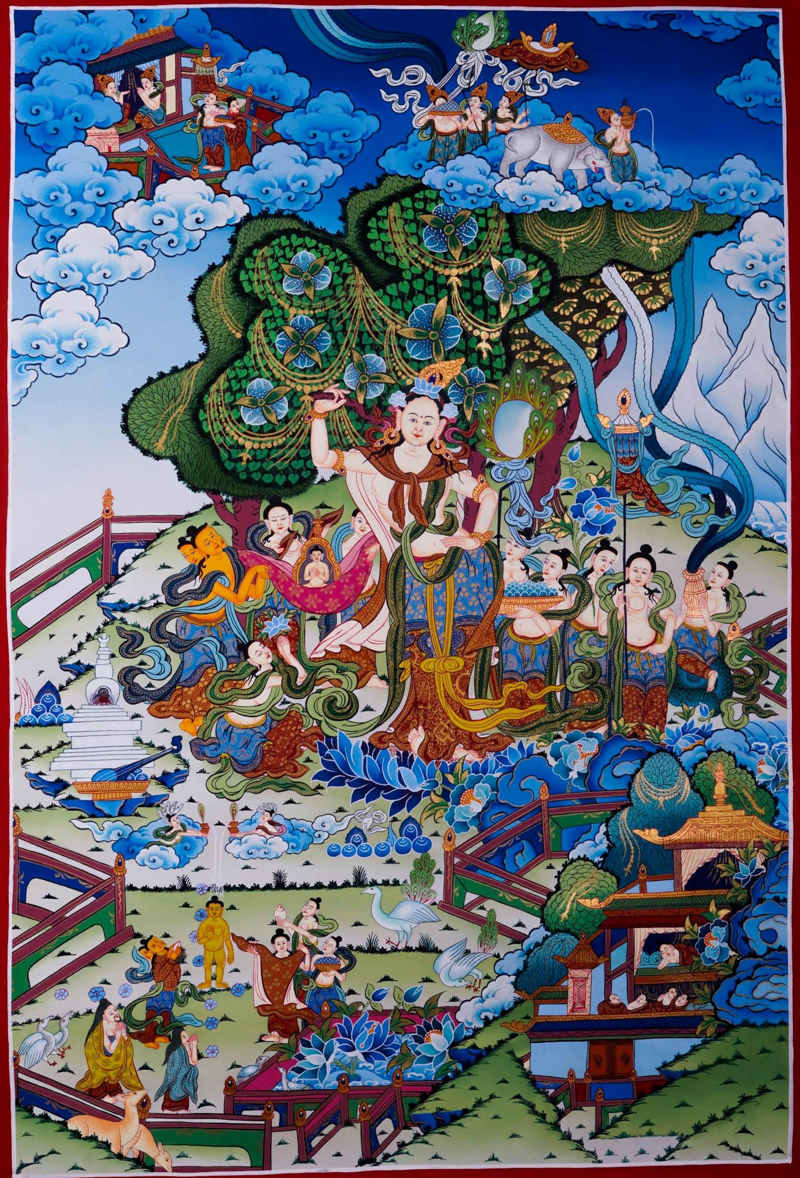 Mayadevi Thangka Painting - HimalayasShop