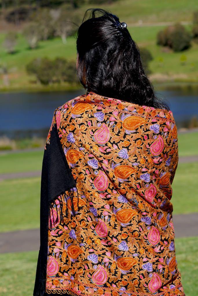 Heavy embroidery vintage paisley design pashmina shawl gives you a classic looks and gets everyone attention!