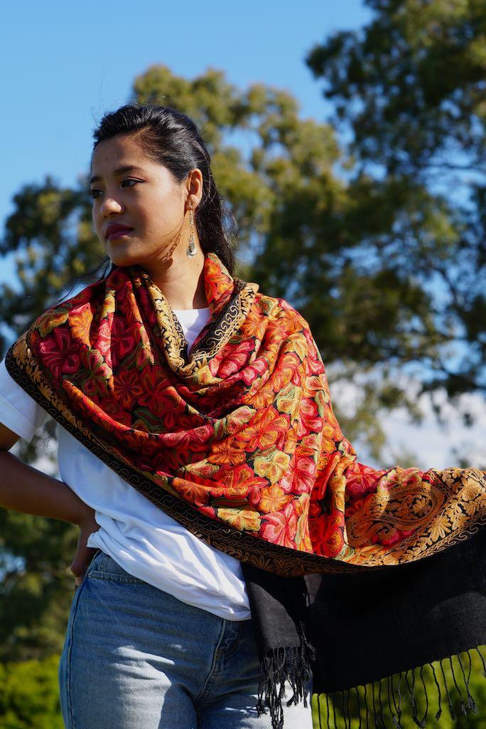 Buy our best hand woven pashmina stole online at lowest price. These Cashmere Embroidery stole has a great design for any wear at any place made ethically by supporting people from Himalayas.