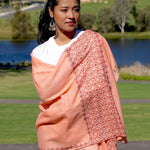 Ethically sourced biodegradable pashmina shawl from Nepal.  This salmon pink color pashmina shawl is most women favourite!
