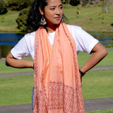 Ethically sourced biodegradable pashmina shawl from Nepal.  This salmon pink color pashmina shawl is most women favourite!