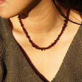 Red Garnet crystal chips necklace wine color