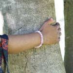 Rose Quartz is the stone of unconditional love. One of the most important stones for Heart Chakra work, Rose Quartz opens the heart to all types of love. Wear this rose quartz bracelet to open up your heart chakra. A perfect gift for your loved ones.