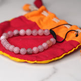Rose Quartz is the stone of unconditional love. One of the most important stones for Heart Chakra work, Rose Quartz opens the heart to all types of love. Wear this rose quartz bracelet to open up your heart chakra. A perfect gift for your loved ones.