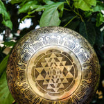 Singing Bowl with Chakra Art . Sound healing and meditation large bowl.