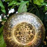 Singing Bowl with Chakra Art . Sound healing and meditation large bowl.