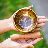 Singing bowl with Buddha Eye for sound healing and meditation