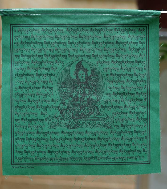 Green Tara green color prayer flag