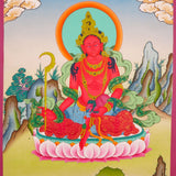 Tichanga Tibetan Thangka art on canvas for wall hanging. Female Devi deity .