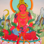 Red Tara Tibetan Thangka art on canvas for wall hanging. Female Devi deity .