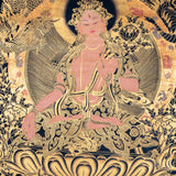 Golden White Tara Authentic Handmade Thangka - Himalayas Shop