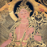 Golden White Tara Authentic Handmade Thangka - Himalayas Shop