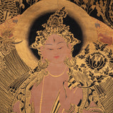 Golden White Tara Authentic Handmade Thangka - Himalayas Shop