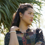 White Jade Stretchable Bracelet being worn