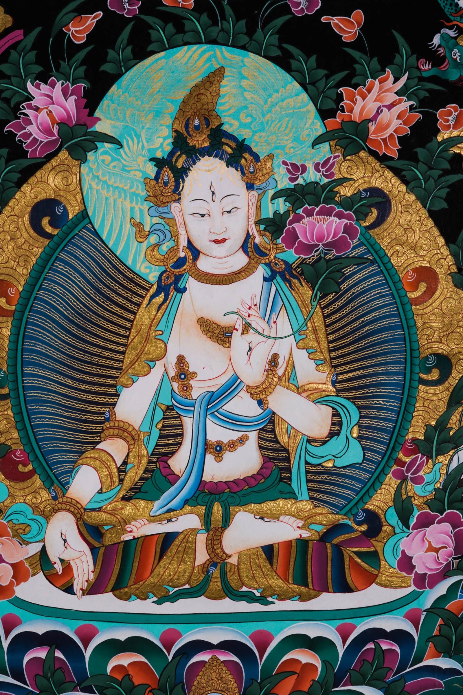 Thangka Painting of White Tara - Himalayas Shop