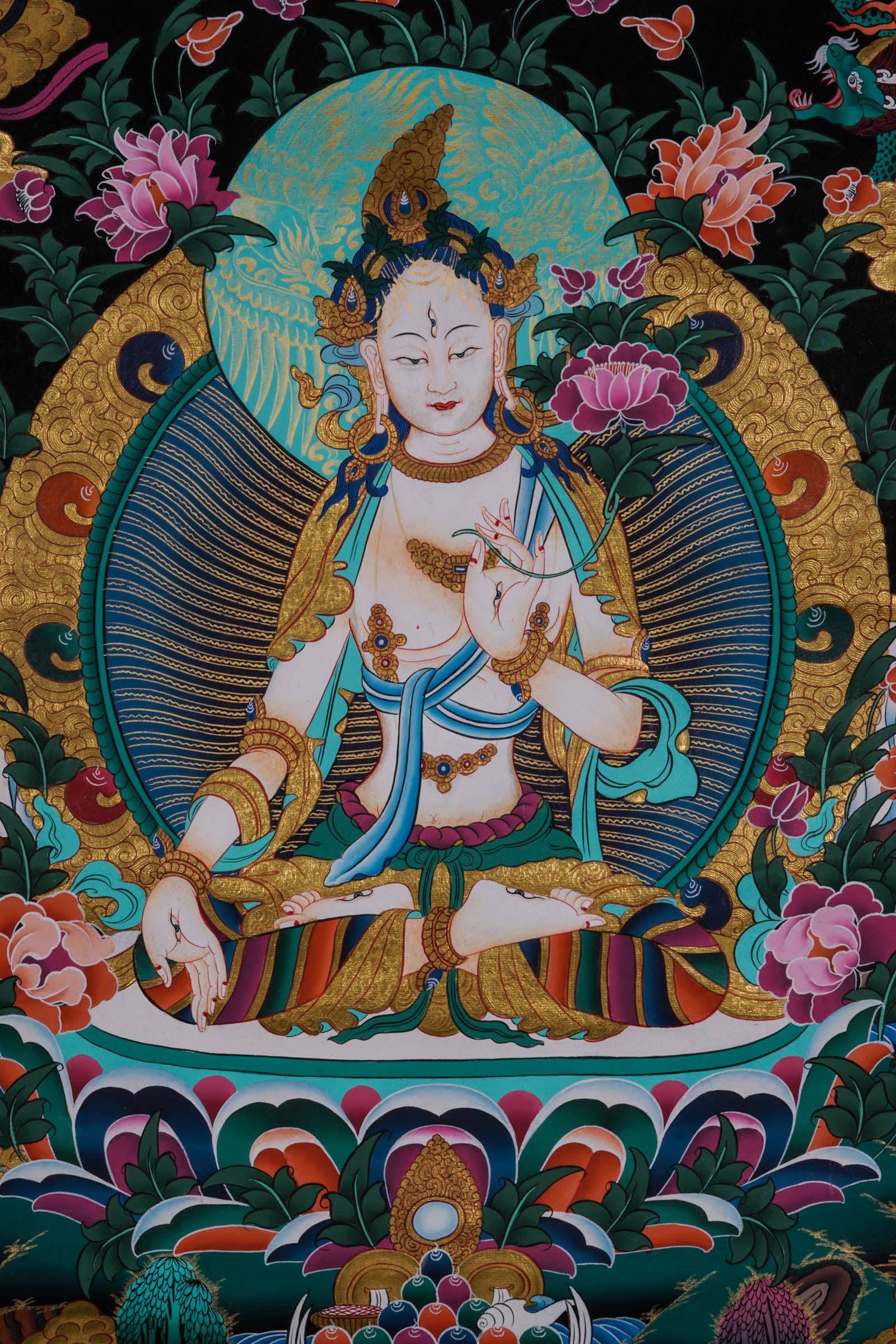 Thangka Painting of White Tara - Himalayas Shop