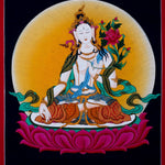 White Tara Thangka Art - HimalayasShop