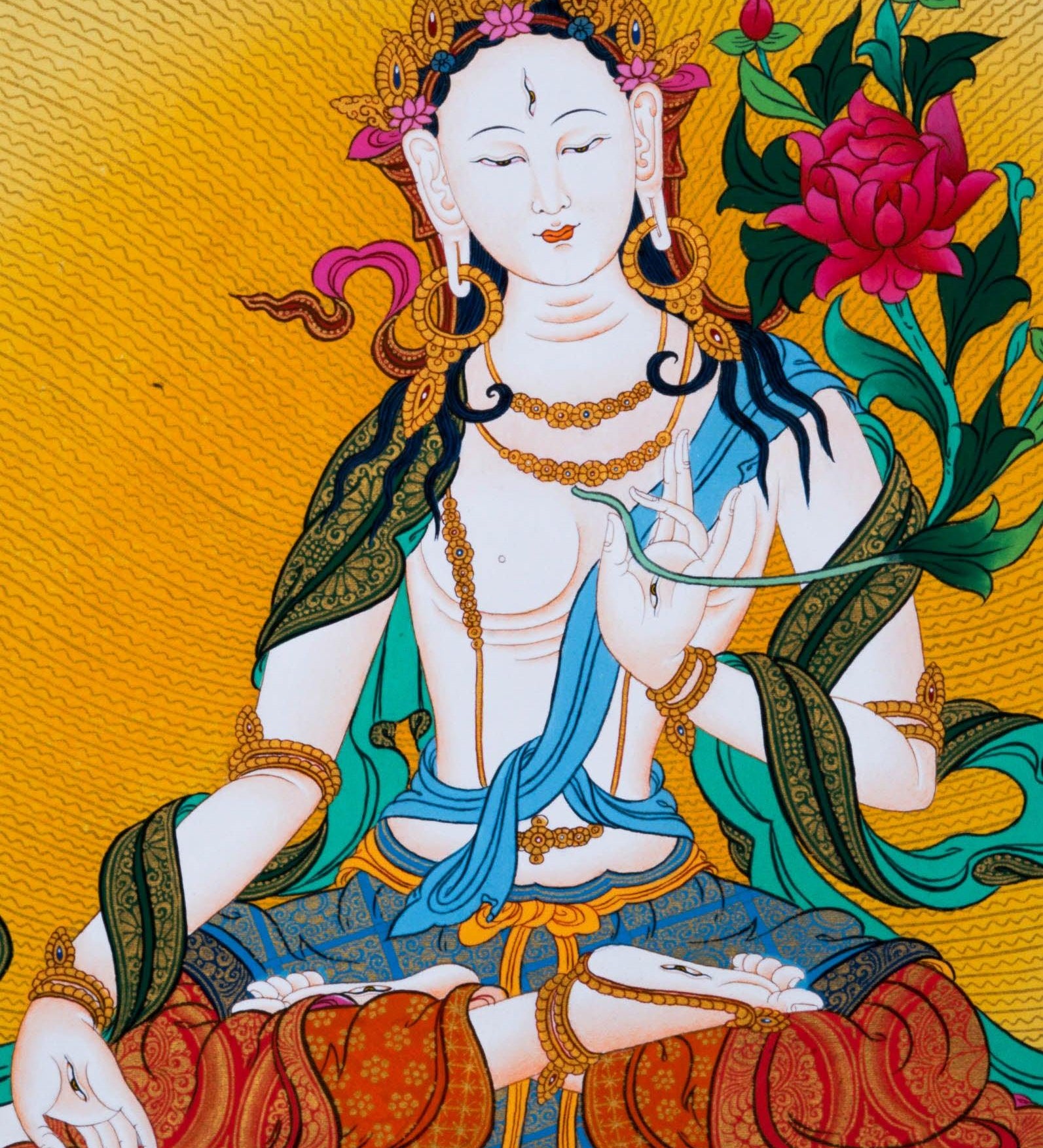 White Tara Thangka Art - Himalayas Shop