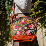 Shoulder Handbag with Floral Embroidery - Himalayas Shop